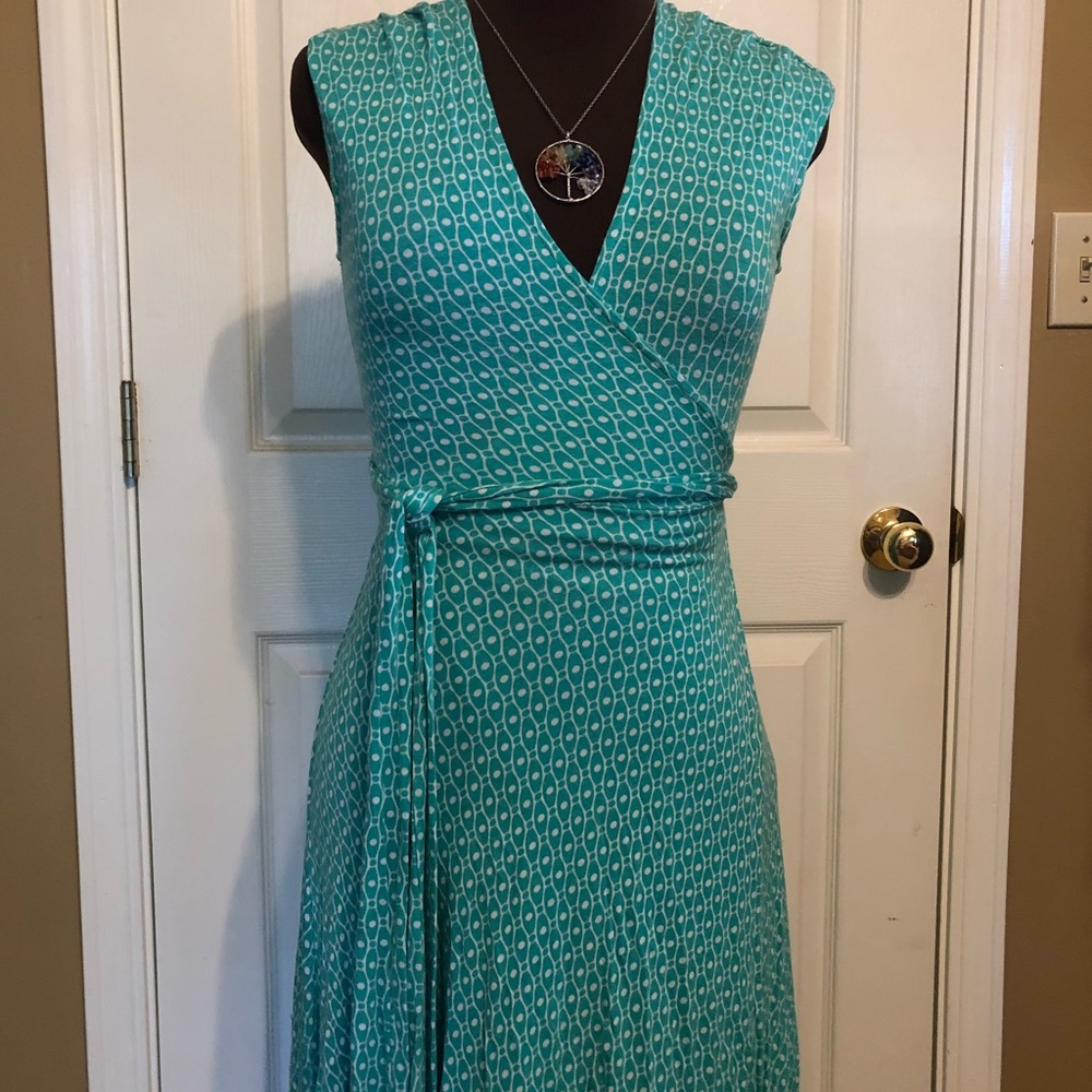 Turquoise wrap cotton dress